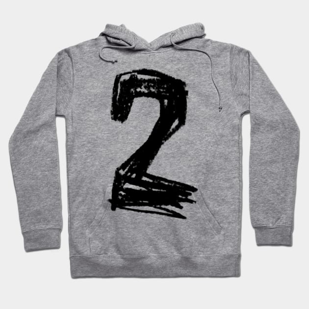 Handwritten Numeral: Two, Number 2 Hoodie by badlydrawnbabe